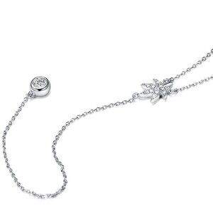 NWOT Leaf Design CZ 925 Sterling Silver Cascading Pendant Y Necklace with CZ